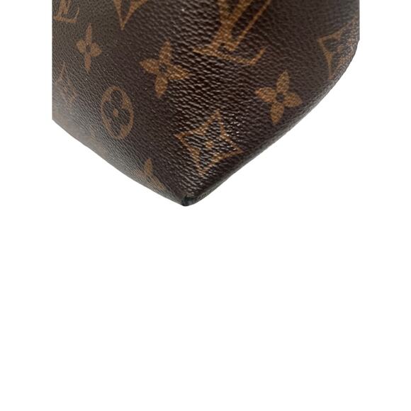 LOUIS VUITTON Brown Leather Canvas Monogram Lock Shoulder Flower Tote Bag - Picture 12 of 16